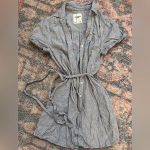 Abercrombie and Fitch Blue and White Pinstripe Mini Tie Dress